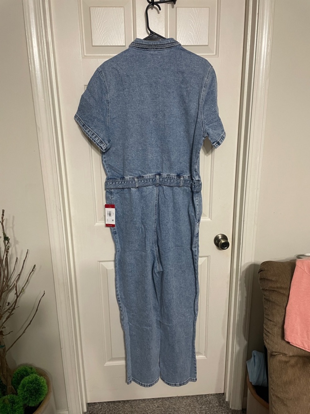 Steve Madden Light Blue Short-Sleeve Denim Jumpsuit - Picture 4 of 4